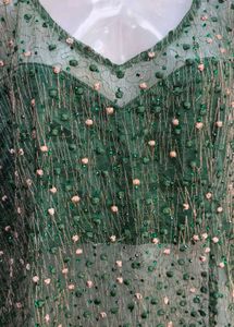 I. Elegant Green Embellished Blouse