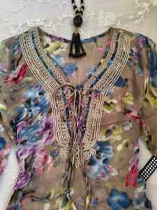 chatpata neckline sheer kurti