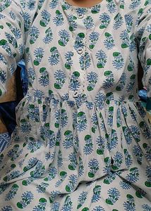 White Floral Print Kurta