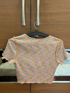 Cropped Multicolor Ribbed Top