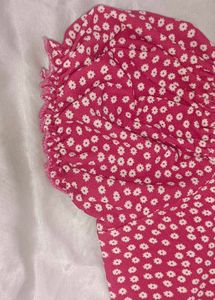 Chic Pink Floral Puff Sleeve Dress