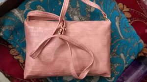 Biege Pink Shaded Sling Bag