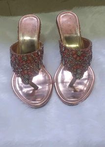 Sparkling Rose Gold Embellished Sandals