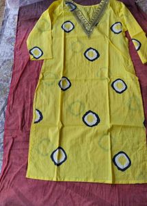 Yellow Kurta with Abstract Print