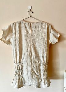 Cream Textured Smocked Top