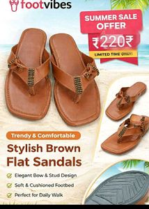 2 Pair Stylish Brown Flat Sandals