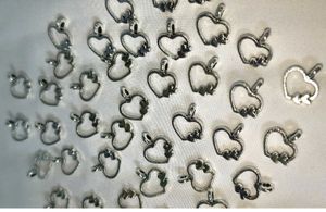 Heart Silver Metal Charms 10 pic Pendants