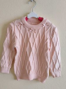 Cute Pink Knit Sweater with Bows