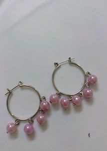New Aesthetic Pastel Pink Pearl  Hoop Earrings ✨