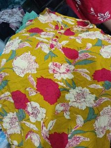 Floral Print Yellow Kurta combo
