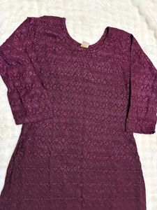 Beautiful Chikankari Violet Kurta