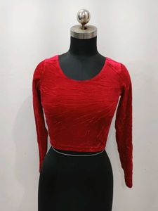 Red Velvet Full Sleeve Blouse