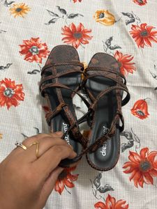 Dressberry Snake Print Strappy Sandals