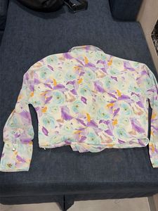 Floral Print Sheer Long Sleeve Top