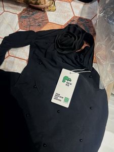 Black Grecian Neck Bodysuit with Pearls