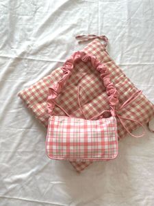 Cute Pink Plaid Shoulder Bag