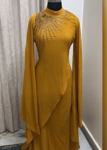 Elegant Mustard Yellow Flowy Dress