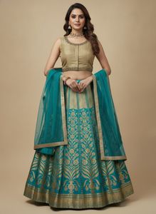 Elegant Teal & Gold Lehenga Choli Set