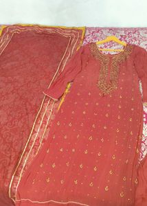 handwork pakistani suit with dupatta and palazzo s