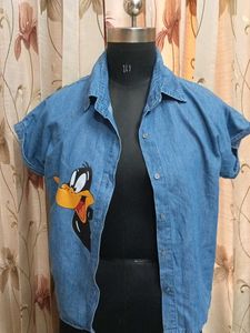 Cute Donald Duck Disney Denim Shirt