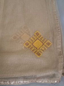 Elegant Beige Saree with Golden Embroidery
