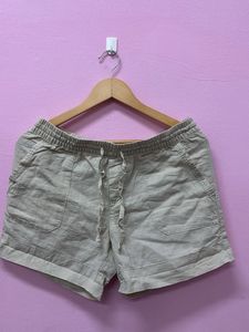 Casual Drawstring Linen Blend Shorts
