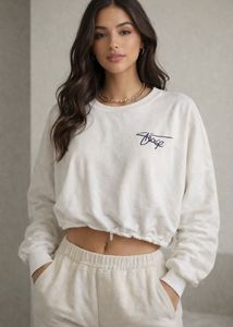 White Long Sleeve Cropped Top with Signature🤍🫶🏻
