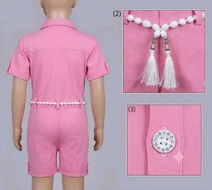 Pink Kids Jumpsuit with Pearl Belt