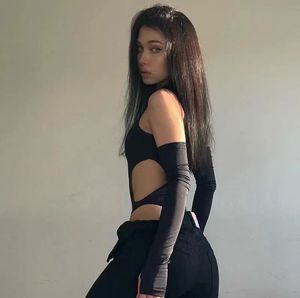 Edgy Black Cutout Bodysuit