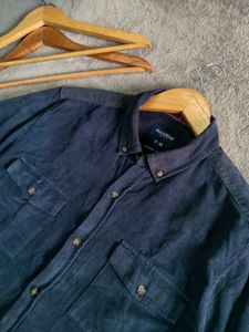 Pull&amp;Bear Navy Blue Corduroy Shirt