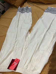 Biba White Patterned Wide Leg Pants