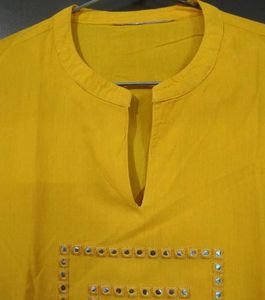 Vibrant Yellow Kurta with Mirror Work