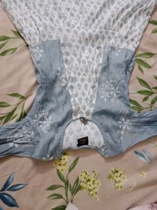 yellow and grey kurta tops