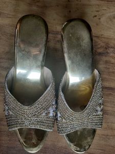 Golden Embellished Party Heels