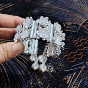 Silver Plated Floral kada or Bracelet