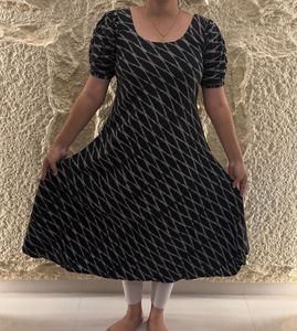 Black Long Ikkat Dress – Elegant Ethnic Maxi