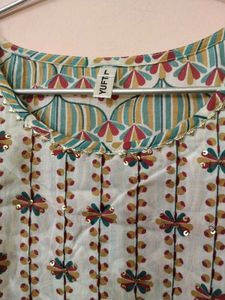 Green Printed Cotton Kurta