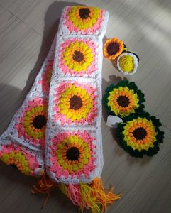 Handmade Crochet Sunflower Scarf