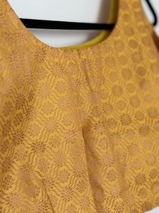 Yellow &amp; Pink Brocade Lehenga Set