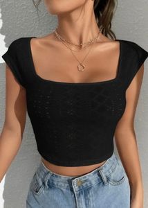 Square neck fitted crop top