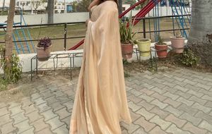 beautiful beige ready to wear saare(2 minute)