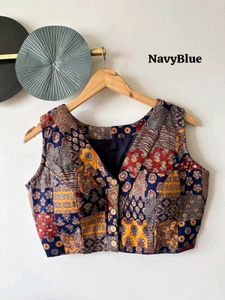 V Neck Patchwork Blouse