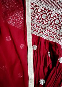 Maroon Embellished shrara set