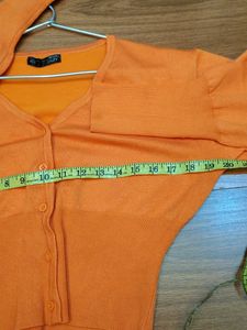 Bright Orange Cropped Cardigan