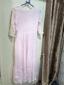 Elegant Pink Kurta with White Embellishments