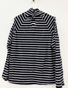 Black &amp; White Striped Cold-Shoulder Top