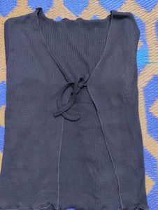 Brown Tie-Front Cardigan Top