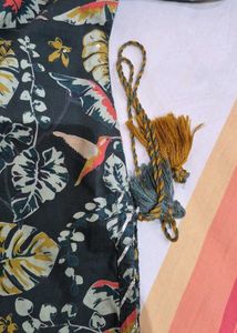 Boho Floral Print Kurta with Tassels