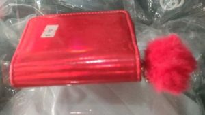 Red Wallet with Pom-Pom