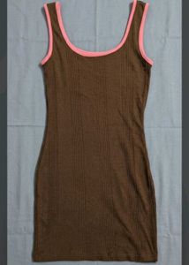 Westside Brown Ribbed Tank Top with Pink Trim – Ne
